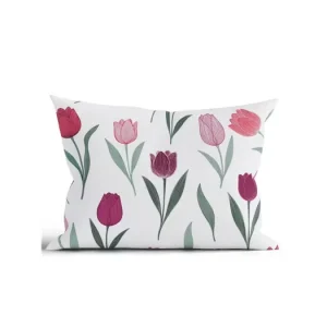 Bavlněný povlak na polštář Renforcé 40 x 60 cm - Květy tulipánů fialové Finální Výprodej