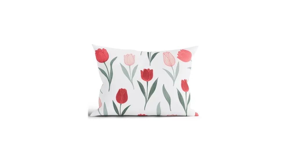 Pouze Dnes Bavlněný povlak na polštář Renforcé 50 x 70 cm - Květy tulipánů červené