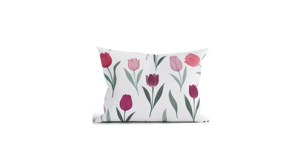 Vysoce Kvalitní Bavlněný povlak na polštář Renforcé 50 x 70 cm - Květy tulipánů fialové