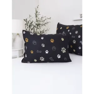 Finální Výprodej Bavlněný povlak na polštář Renforcé 50 x 70 cm - Tlapičky černé