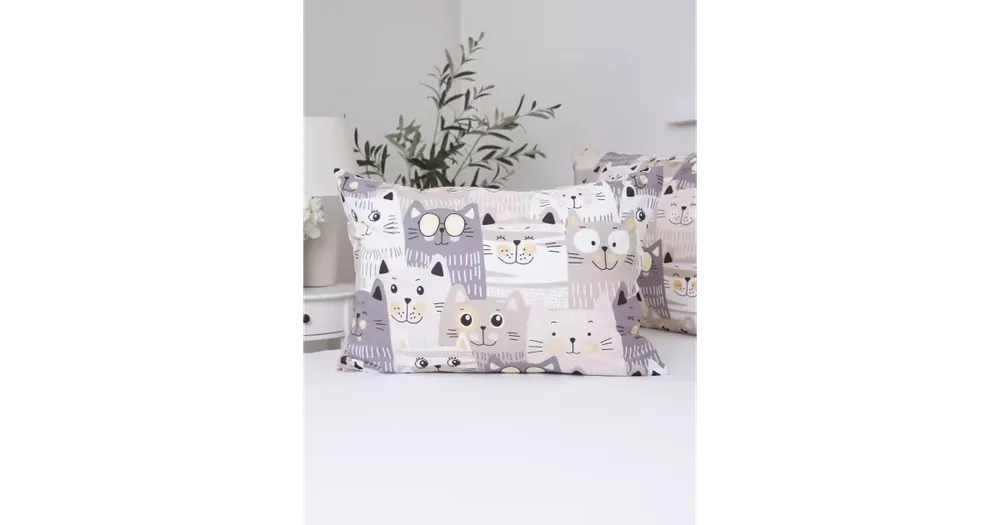 Nejlepší Volba Bavlněný povlak na polštář Renforcé 50 x 70 cm - Kočičí invaze L02