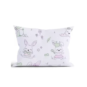 Bavlněný povlak na polštář Renforcé 50 x 70 cm - Králíčci růžové Sleva