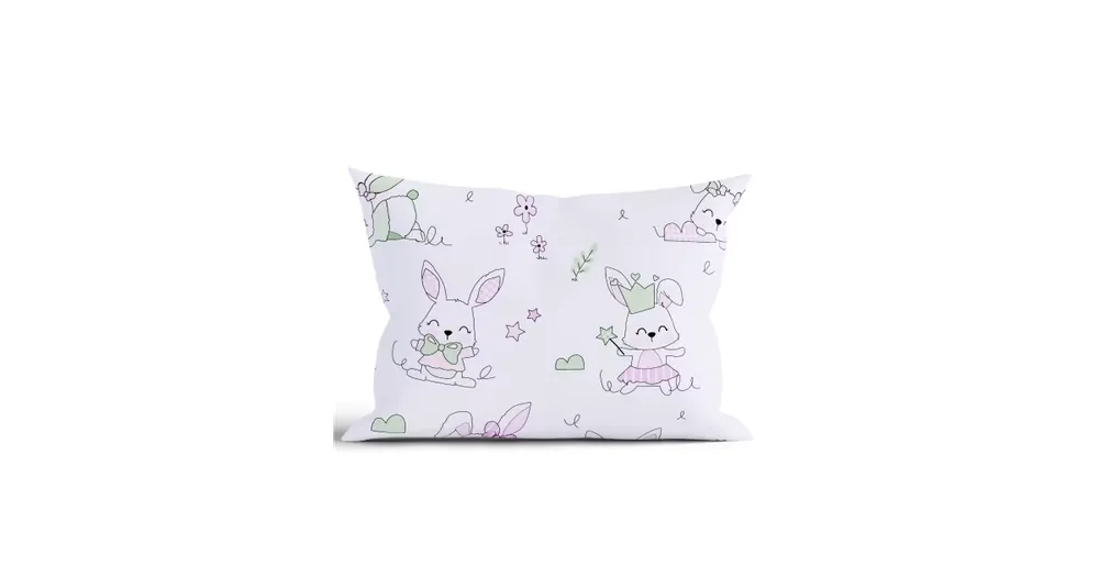 Bavlněný povlak na polštář Renforcé 50 x 70 cm - Králíčci růžové Sleva