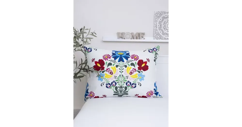 Rychlé Dodání Bavlněný povlak na polštář Renforcé 70 x 90 cm - Folklor bílé