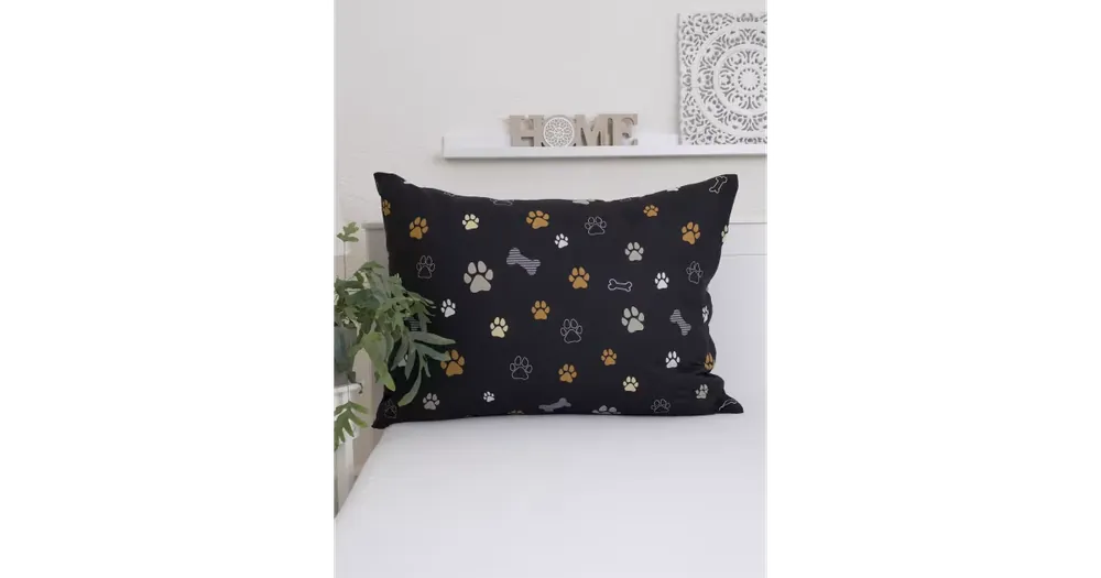Expresní Doručení Bavlněný povlak na polštář Renforcé 70 x 90 cm - Tlapičky černé