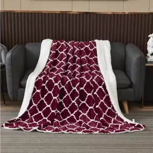 Beránková deka 200 × 220 cm – Castle vínová Akční Cena