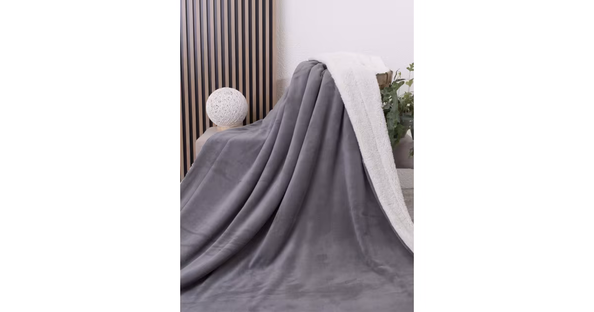 Beránková deka mikroplyš 150 × 200 cm – Laura tmavě šedá Vrácení Zdarma