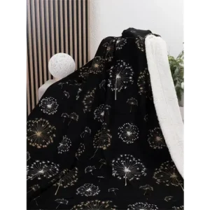 Beránková deka mikroplyš 150 × 200 cm – Pampelišky černé Nová Kolekce