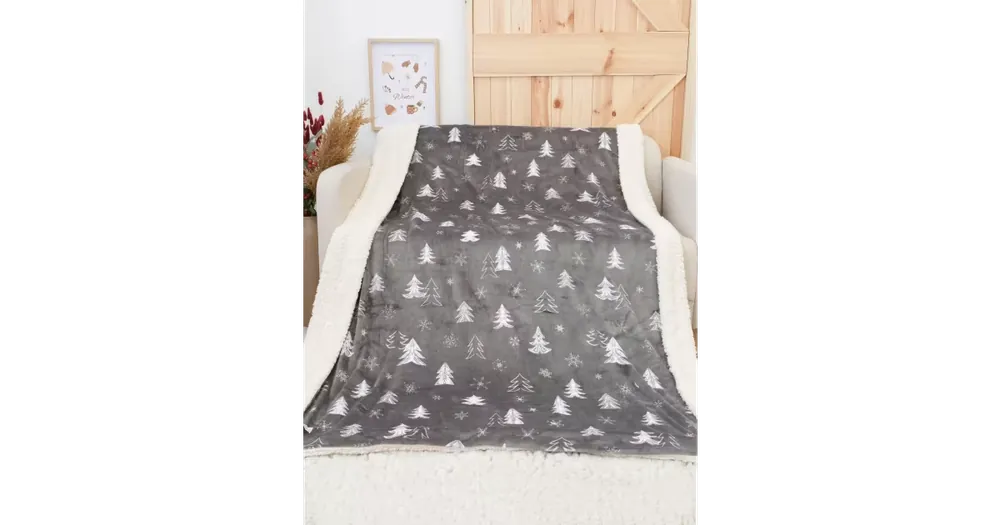 Beránková deka mikroplyš Exclusive 150 × 200 cm – Stromečky šedé Nejlepší Volba