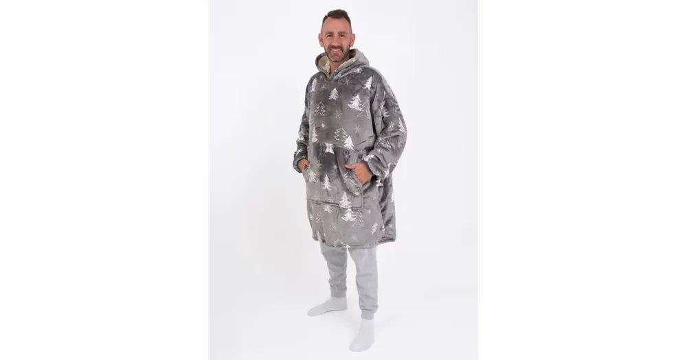 Beránková mikina mikroplyš Exclusive – Stromečky šedé L Akční Nabídka