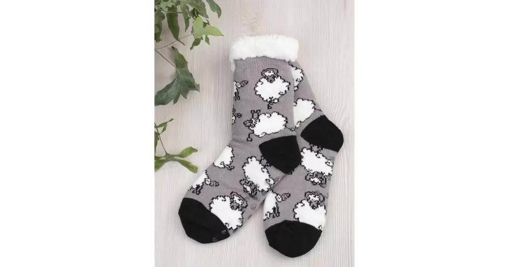 Beránkové ponožky - Ovečky Morning Yoga - šedé vel. 43 - 46 EU Jen Po Omezenou Doba