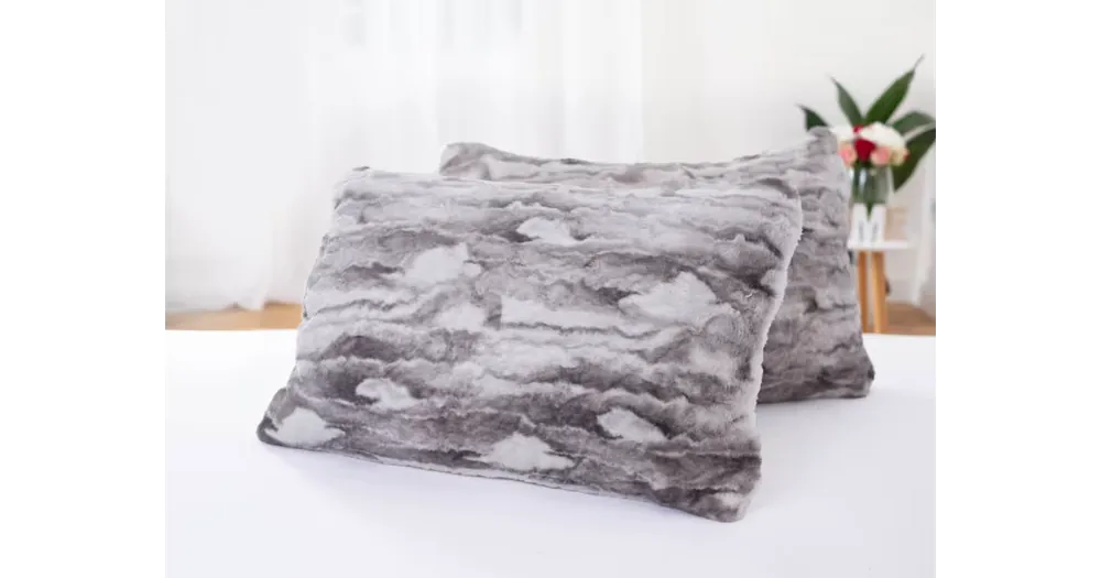 Beránkový povlak na polštářek mikroplyš 50 × 70 cm - Arianna šedá ( 2 ks ) Sezónní Sleva