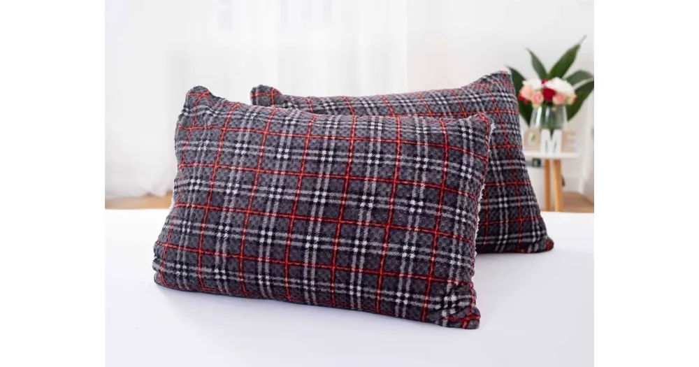 Beránkový povlak na polštářek mikroplyš 50 × 70 cm - Káro červené ( 2 ks ) Top Prodej