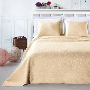 Omezená Nabídka Béžový přehoz na postel - Elodie 170x210 cm + 2 polštáře