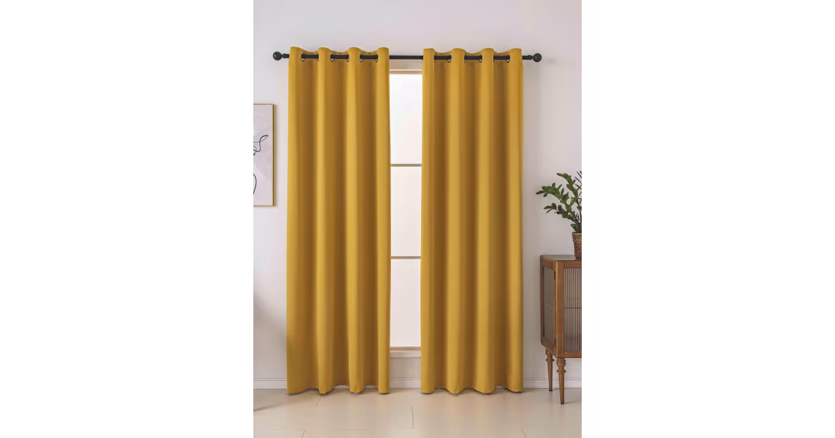 Pouze Dnes Blackout závěsy Elias hořčicová – 140 × 280 cm (2 ks) - kroužky