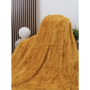 Výprodej Chlupatá deka 150 × 200 cm – Lotus hořčicová