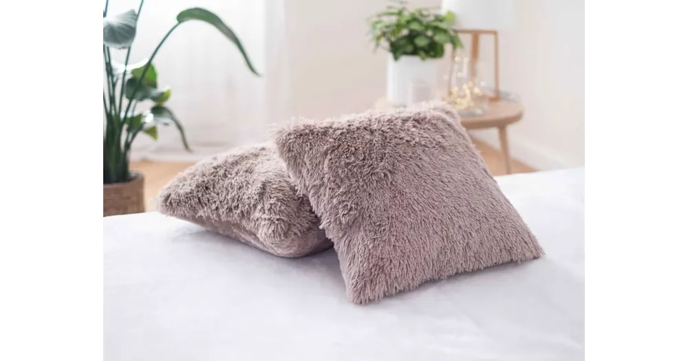 Přímo Od Výrobce Chlupatý povlak na polštář Agnello/Lotus 45 × 45 cm - cappuccino 2ks