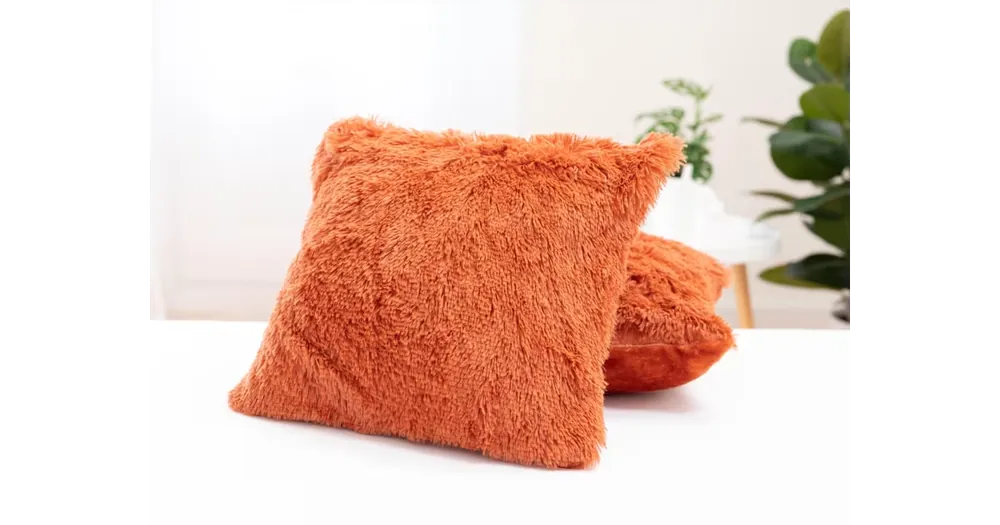 Časově Omezené Chlupatý povlak na polštář Agnello/Lotus 45 × 45 cm - terakota 2ks