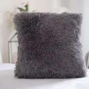 Akce Chlupatý povlak na polštářek Agnello/Lotus 45 × 45 cm – tmavě šedý