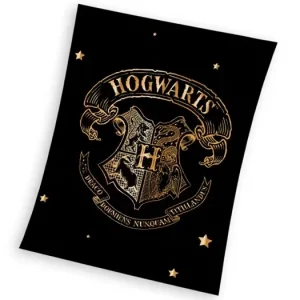 Deka mikroplyš 150 × 200 cm – Harry Potter Hogwards Erb Gold Vrácení Zdarma