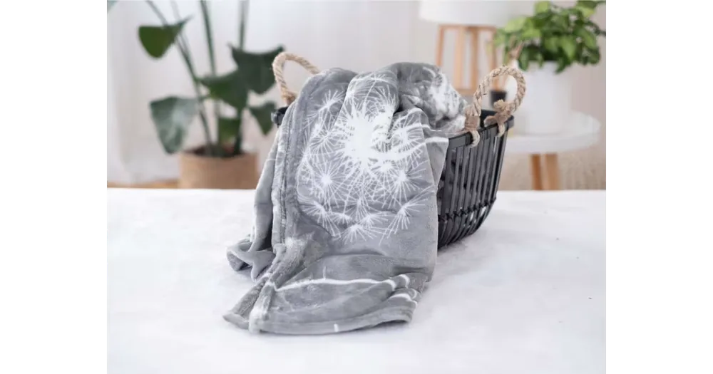 Deka mikroplyš 150 × 200 cm – Pampelišky šedé Sleva