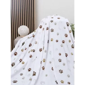 Deka mikroplyš 150 × 200 cm – Tlapičky bílé Výprodej