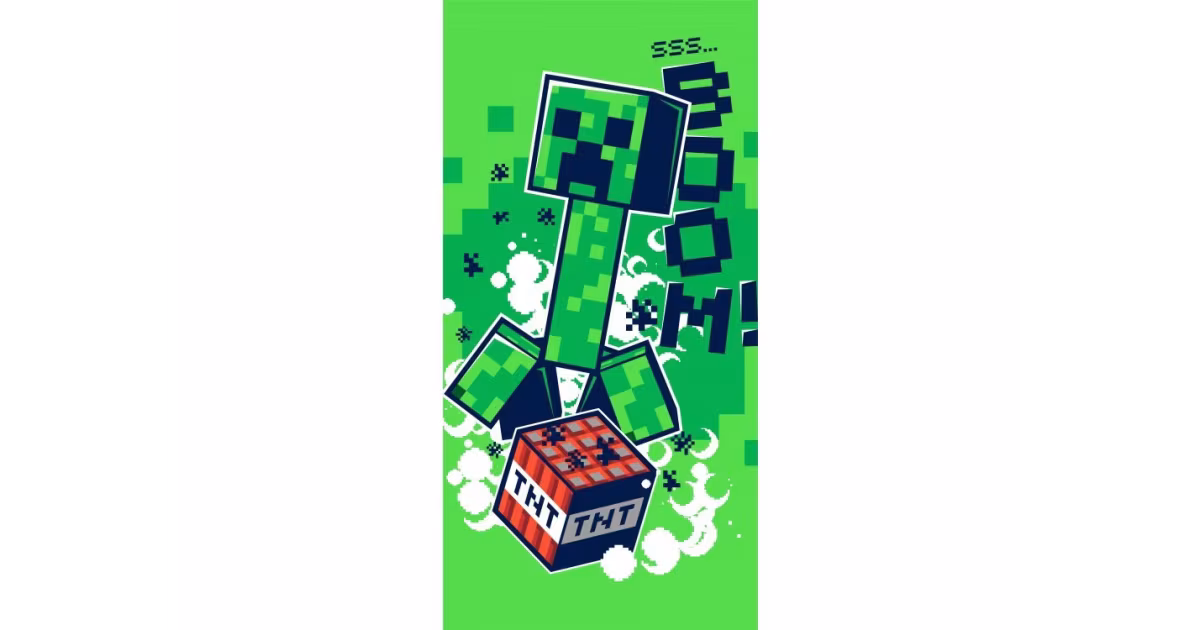 Dětská osuška 70 × 140 cm ‒ Minecraft Boom Nízká Cena