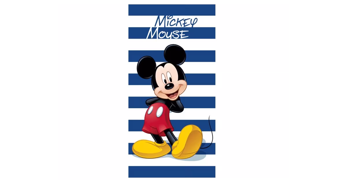 Dětská osuška MICKEY MOUSE - modré pruhy 70x140cm Speciální Cena