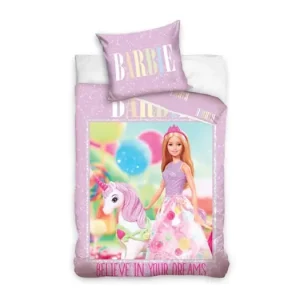 Dětské bavlněné povlečení - Barbie a Jednorožec Bezpečná Platba