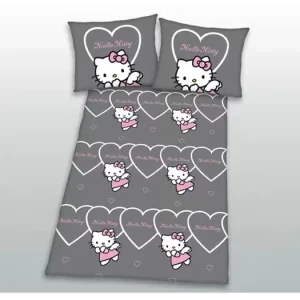 Dětské bavlněné povlečení - HELLO KITTY šedé Hit Sezóny