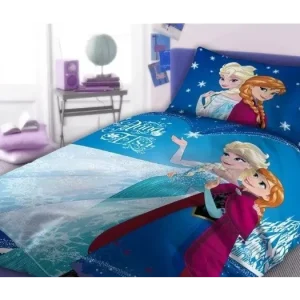 Výprodej DĚTSKÉ BAVLNĚNÉ POVLEČENÍ Ledové království - FROZEN MODRÁ