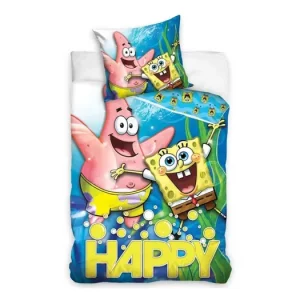 Dětské bavlněné povlečení - Sponge Bob Happy Aktuální