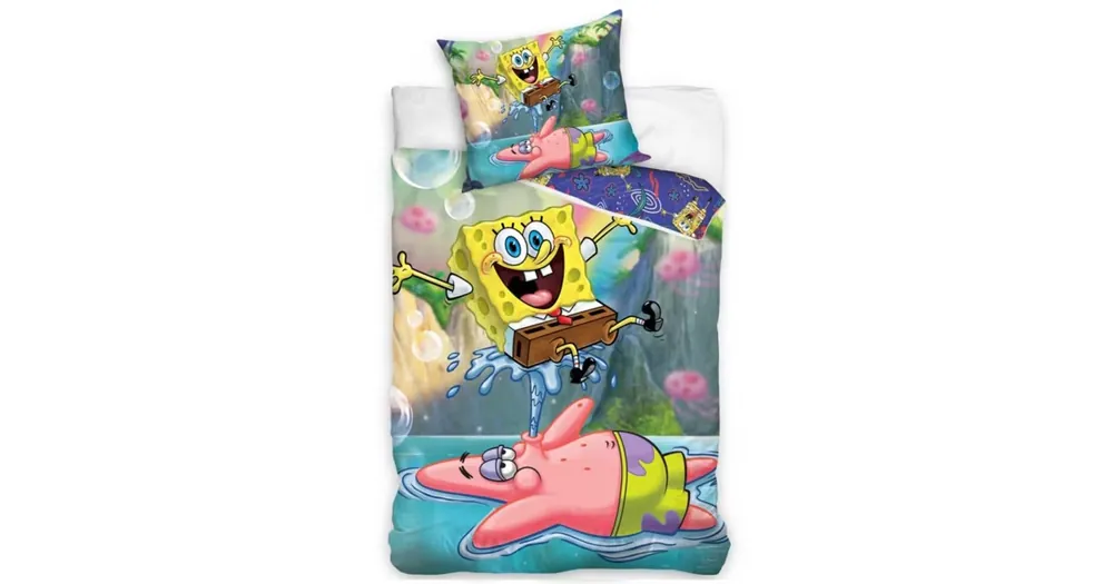 Časově Omezené Dětské bavlněné povlečení - Sponge Bob Vodotrysk