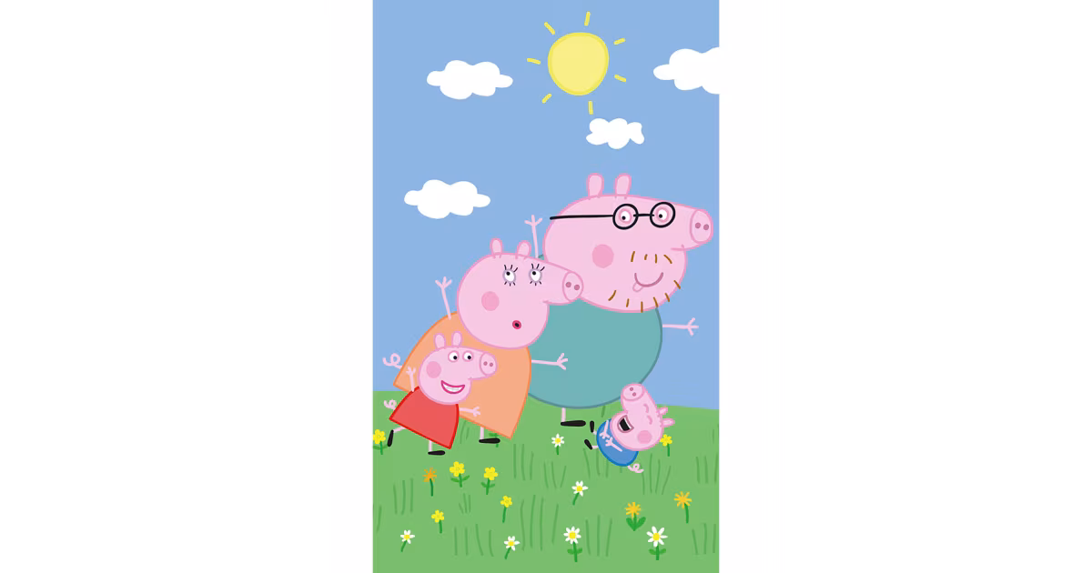 Dětský ručník 30 × 50 cm ‒ Prasátko Pepina s Rodinkou Omezená Nabídka
