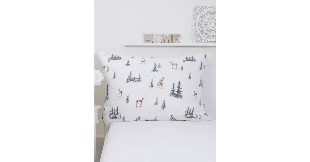 Flanelový povlak na polštář 70 x 90 cm - Zimní les Sleva
