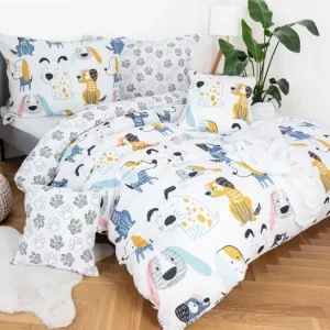 Francouzské bavlněné povlečení Dita – Dogs + 2 malé povlaky na polštářek Akce