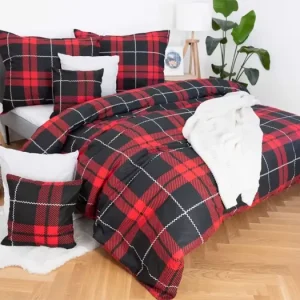 Francouzské bavlněné povlečení Dita – Scot červené + 2 malé povlaky na polštářek Horká Nabídka