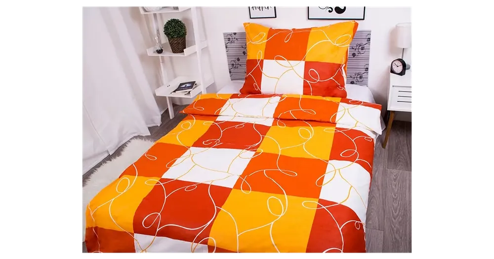 FRANCOUZSKÉ BAVLNĚNÉ POVLEČENÍ - Domino oranžové Výhodná Nabídka