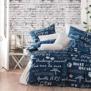 Francouzské bavlněné povlečení Renforcé – Boat House modré Expresní Doručení