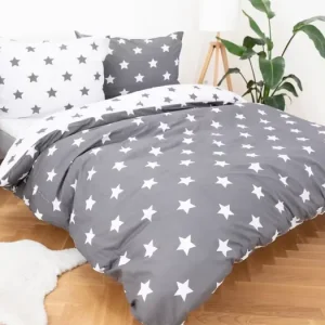 Francouzské bavlněné povlečení Renforcé – Estrelas šedé Finální Výprodej
