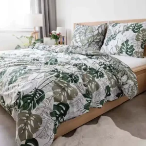 Francouzské bavlněné povlečení Renforcé – Monstera zelené Tovární Cena