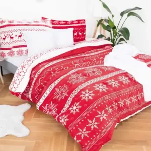 Originální Francouzské povlečení mikroplyš Exclusive – Vločky červené