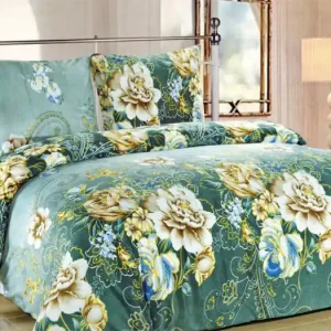 FRANCOUZSKÉ POVLEČENÍ MIKROPLYŠ 200x220cm - Flowers green Vysoce Kvalitní