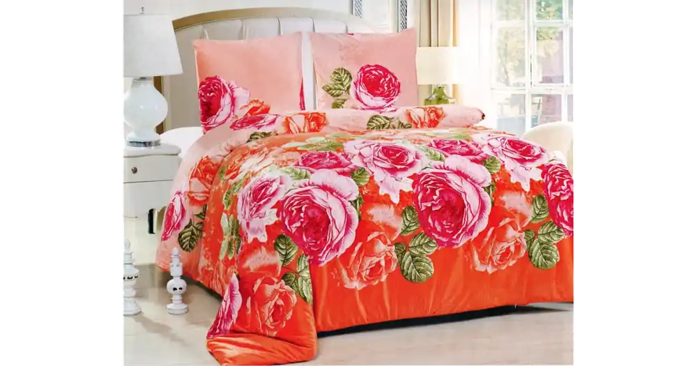 FRANCOUZSKÉ POVLEČENÍ MIKROPLYŠ - Flowers orange Ověřený