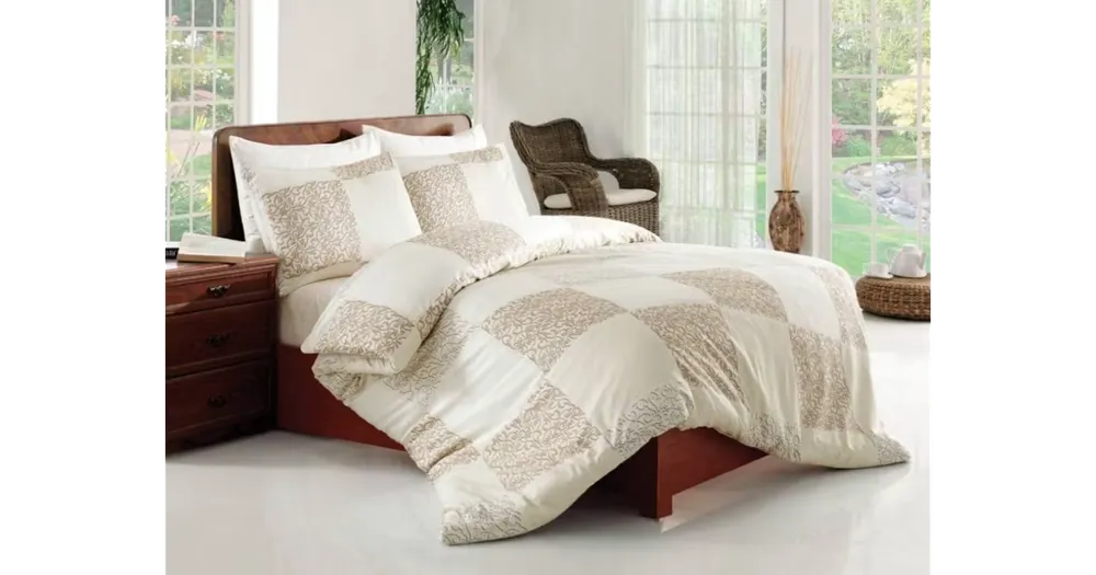Originální FRANCOUZSKÉ SATÉNOVÉ POVLEČENÍ Valentini 200x220cm - MODA KREM