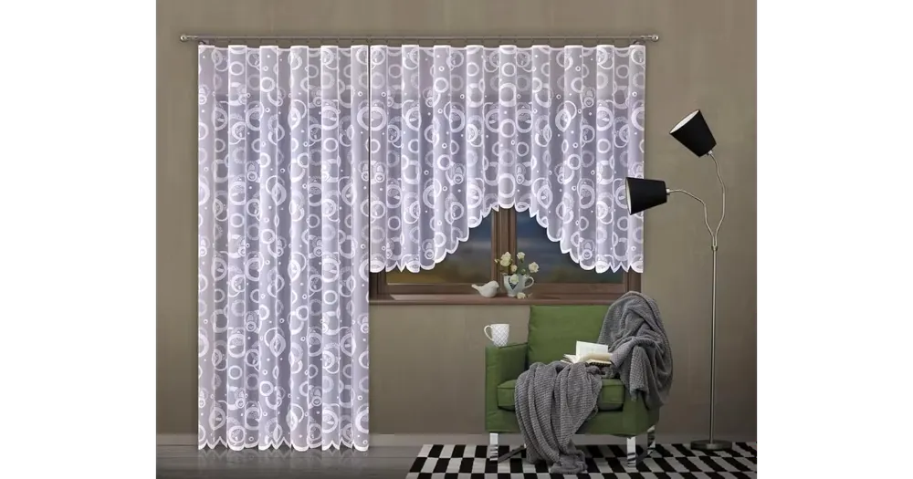 Hotová oblouková záclona MODERNA 350×160 cm / okenní díl Vysoce Kvalitní