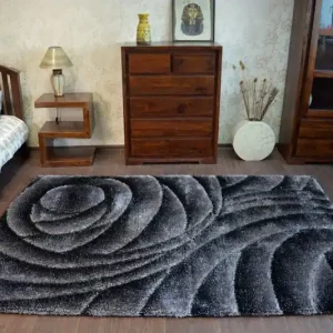 Akční Nabídka Koberec Shaggy SPACE 3D B217 tmavě Šedě/Černý