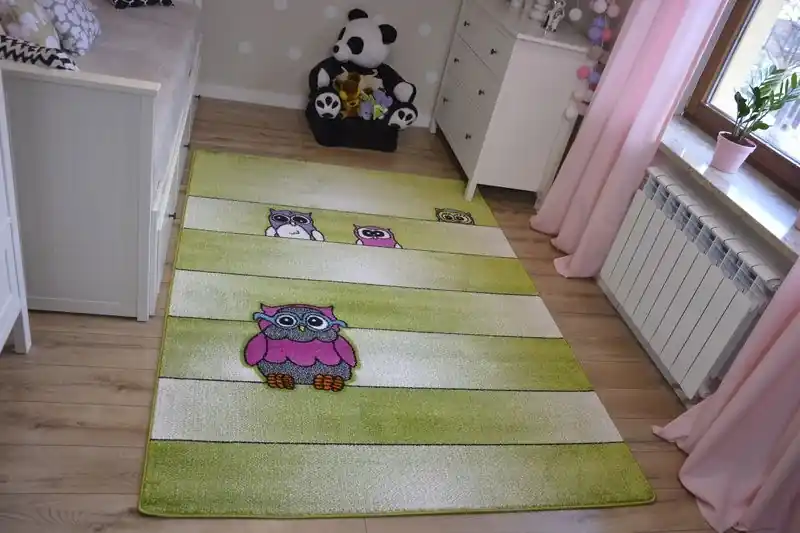 Dětský koberec Kids Sovy zelený C412 Bezpečná Platba