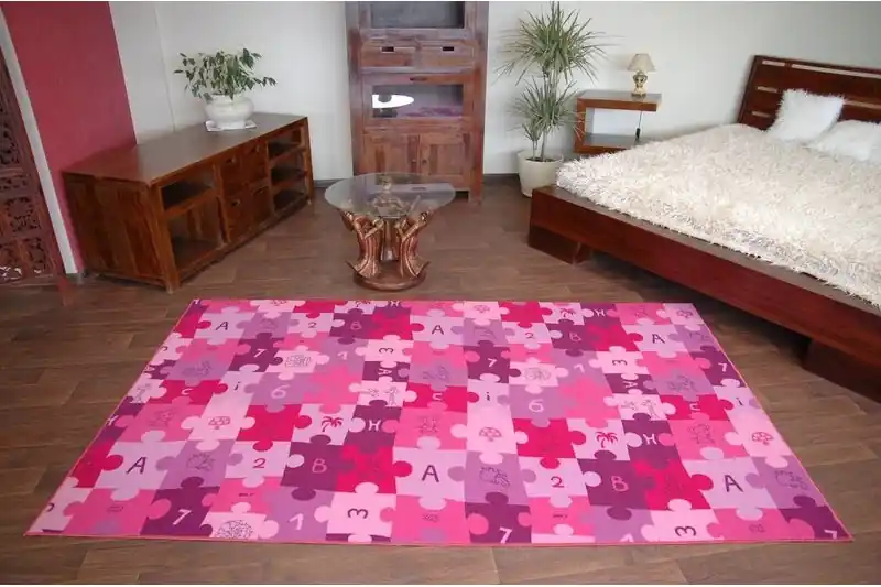 Dětský koberec PUZZLE fiolet Nejprodávanější