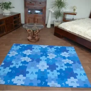 Cenově Výhodný Dětský koberec PUZZLE modrý
